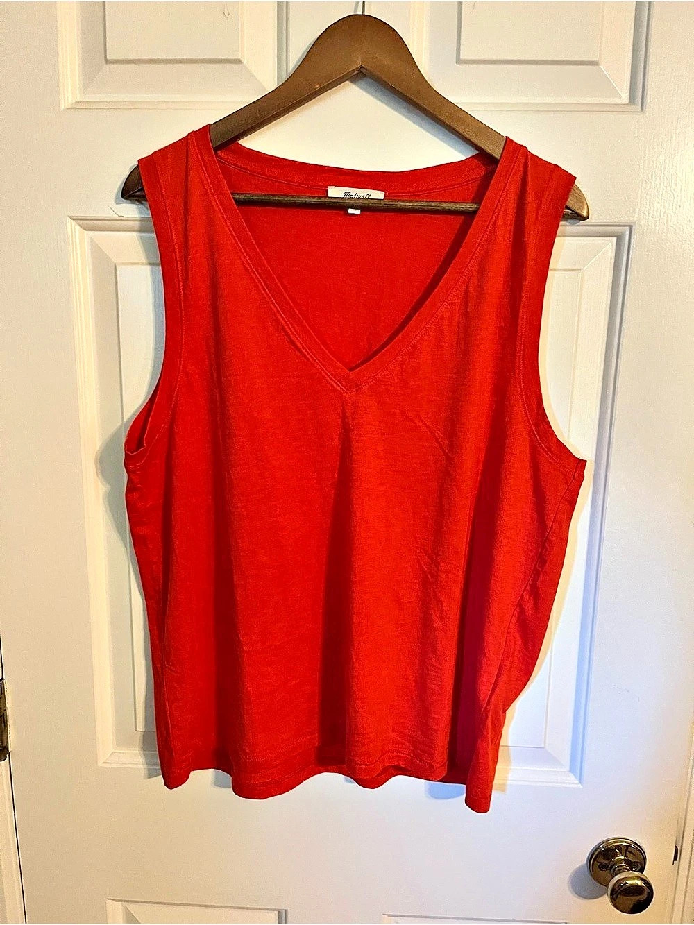 Madewell Orange/Red V-Neck Tank Size XL